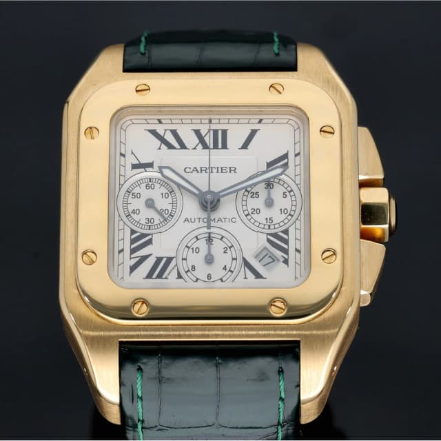 Cartier Santos 100 W20096Y1 41mm Gold Watch in Gold Leather from H&T, photo 1 of 1
