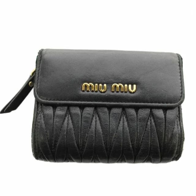 Miu Miu Matelasse Wallet Bifold Coin Purse Leather Black in Black Leather from The Reluxe, photo 1 of 1