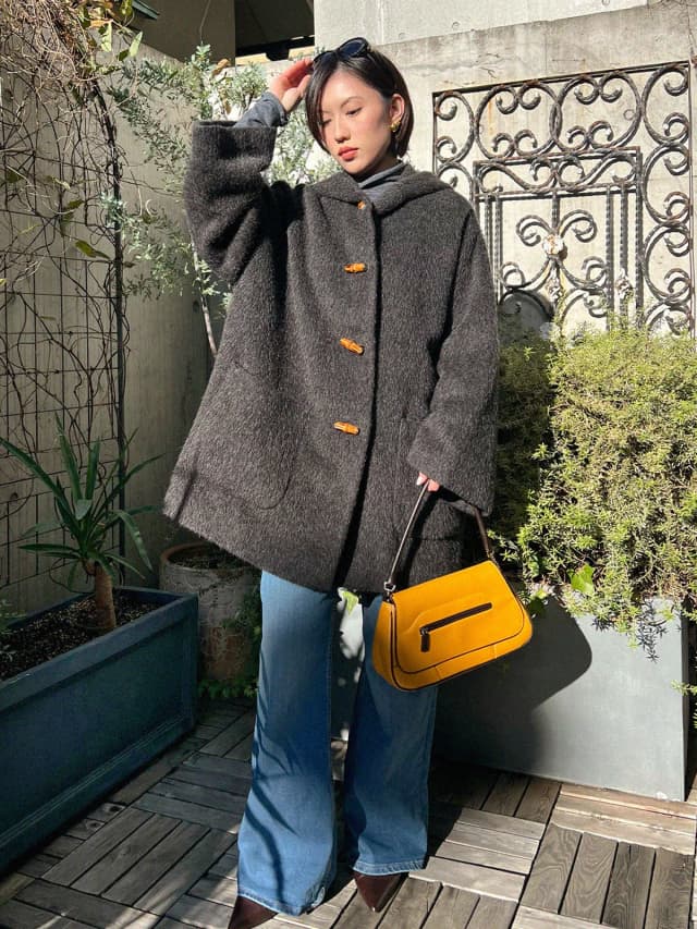 Gucci Bamboo Button Duffle Coat #38 Charcoal Gray from VINTAGE QOO TOKYO, photo 1 of 1