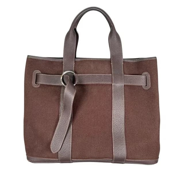 Hermès Tote Bag Petite Ceinture MM Business Canvas Leather Brown Silver in Brown Canvas from The Reluxe, photo 1 of 1
