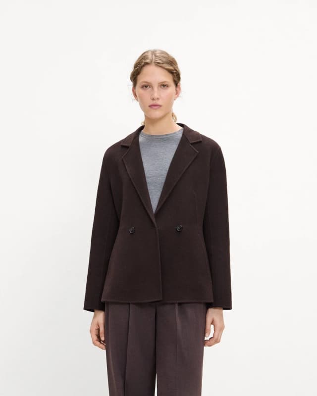 Theory Peplum Double-Breasted Blazer in Double-Face Wool-Cashmere, image 1 of 1 from Theory
