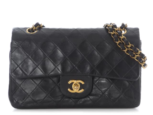 Chanel Vintage Small Black Quilted Lambskin Classic Double Flap in Black Lambskin from Ann's Fabulous Finds, photo 1 of 1