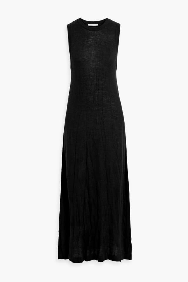 Helmut Lang Crinkled Merino Wool-Blend Midi Dress in Black, image 1 of 1 from THE OUTNET