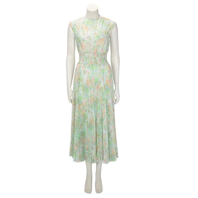 Prada Crepe Pleated Floral Print Dress IT 38 in Pastel from Blue Spinach, photo 1 of 1