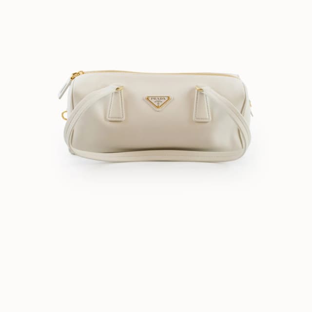 Prada Soft Grain Medium White Shoulder Bag in White Leather from The Purse Affair, photo 1 of 1