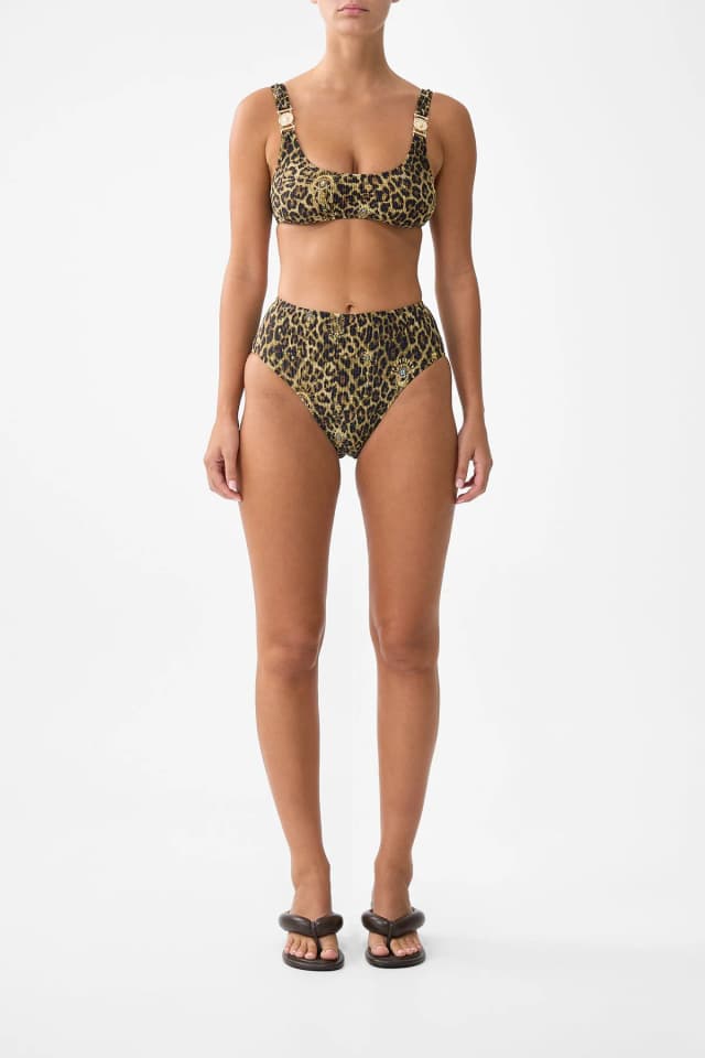 Camilla eBoutique CRINKLE STRETCH CROP BIKINI TOP WITH STRAP TRIMS FELINE FOLKLORE, image 1 of 1 from CAMILLA