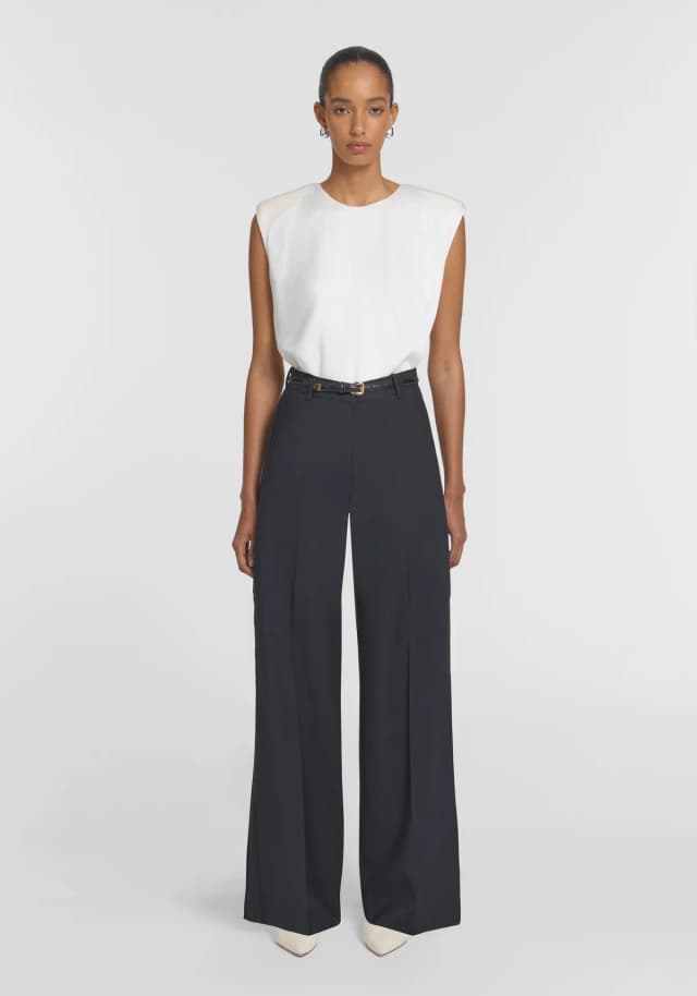 VIKTORIA & WOODS Wallace Wool Trouser in BLACK, image 1 of 1 from Viktoria & Woods