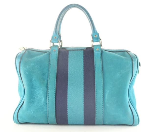 Gucci Teal Nubuck Leather Boston Bag Joy in Blue Suede from Bagriculture, photo 1 of 1