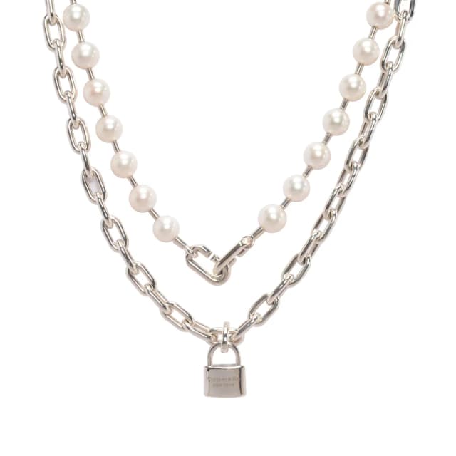 Tiffany & Co. Sterling Silver & Freshwater Pearl HardWear Lock Necklace in Silver from Blue Spinach, photo 1 of 1