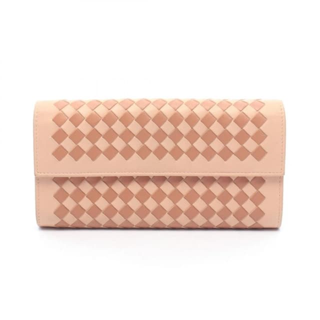 Bottega Veneta Bifold Wallet Intrecciato Pink Beige Brown Leather in Brown Woven leather from The Reluxe, photo 1 of 1