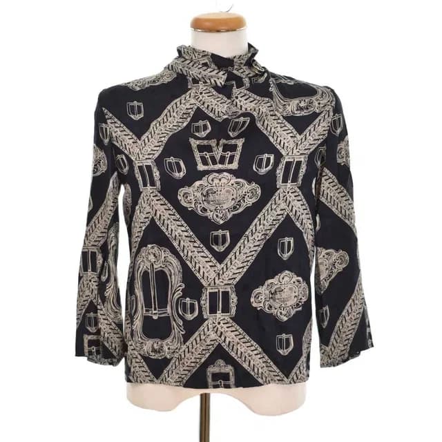 Hermès Blouse Shirt Top Long Sleeve with Belt High Neck Back Zip All Over from The Reluxe, photo 1 of 1