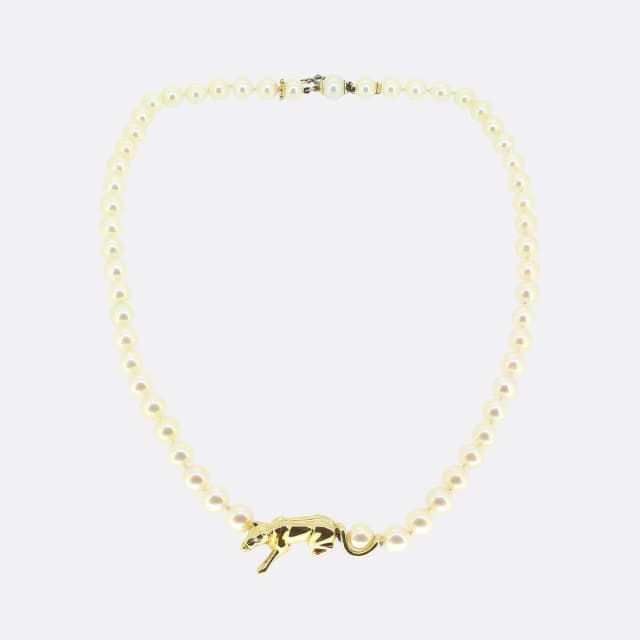 Cartier Vintage Pearl and Diamond Panthere Necklace from The Vintage Jeweller, photo 1 of 1