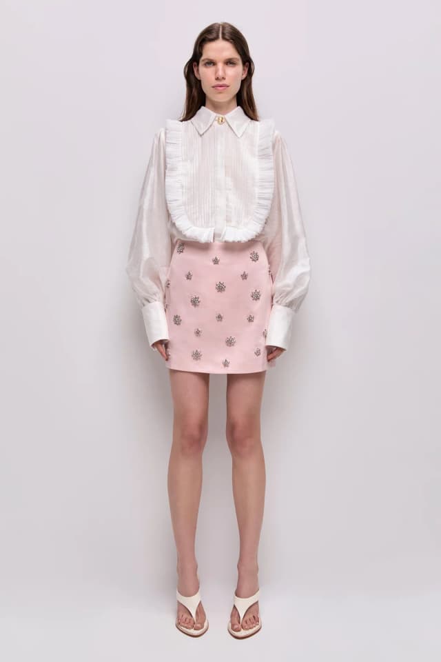 AJE Demi Crystal Mini Skirt in TEA BLOSSOM, image 1 of 1 from Aje
