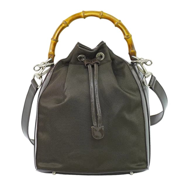 Gucci Bamboo Drawstring 2-Way Shoulder Bag Canvas Leather Brown in Brown Canvas from The Reluxe, photo 1 of 1