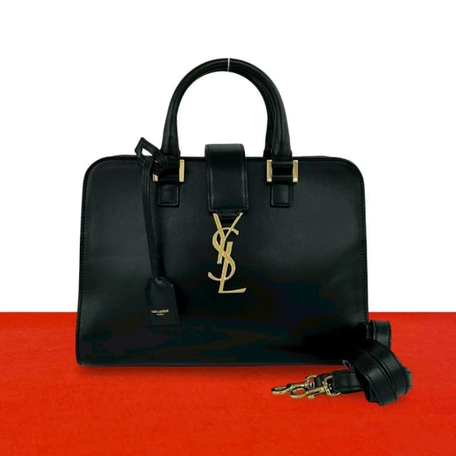 Cabas YSL Logo Leather 2-Way Shoulder Bag Black in Black Leather from The Reluxe, photo 1 of 1