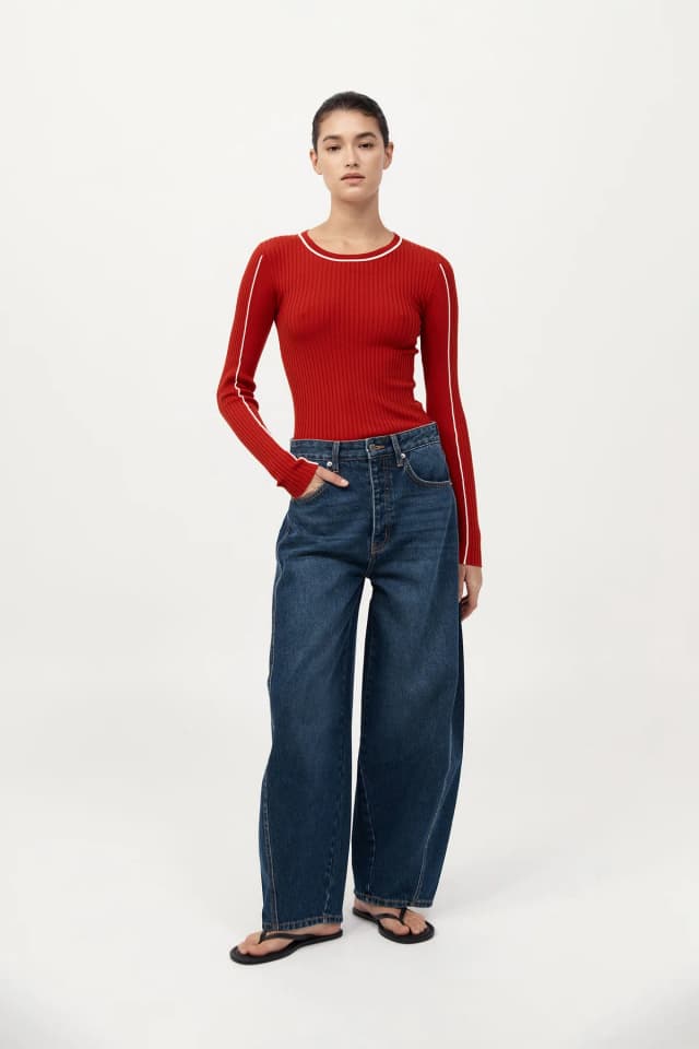 St Agni Mid Rise Balloon Jeans - Dark Indigo, image 1 of 1 from St. Agni
