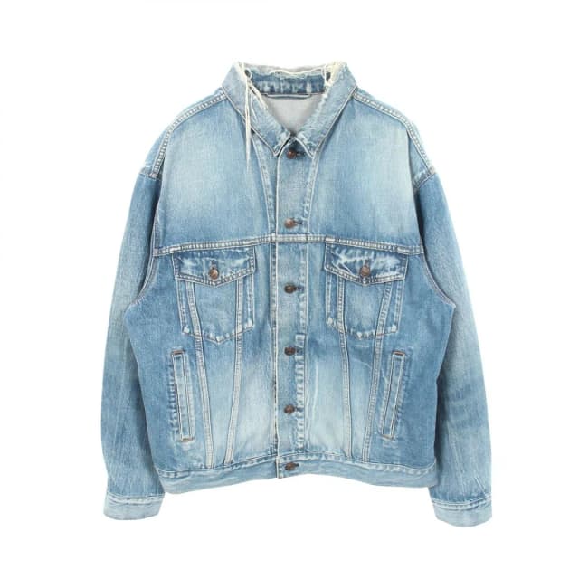 Balenciaga Jacket Back Logo Distressed Cotton in Denim from The Reluxe, photo 1 of 1
