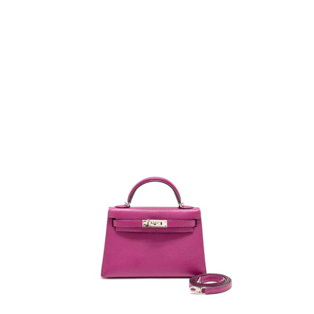 Hermès Mini Kelly Chèvre Mysore Rose Pourpre SHW Stamp D in Pink Goatskin from EMIER, photo 1 of 1