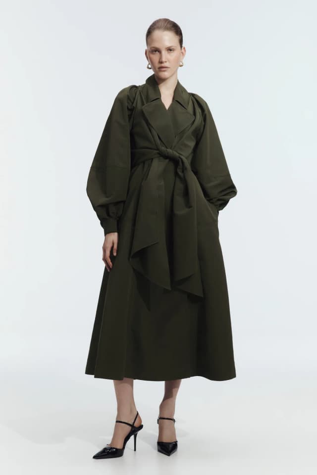 AJE Renata Trench Coat in DARK OLIVE, image 1 of 1 from Aje
