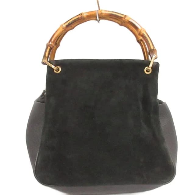 Gucci Vintage Bamboo Handle Handbag Suede 000 Black in Black Suede from The Reluxe, photo 1 of 1