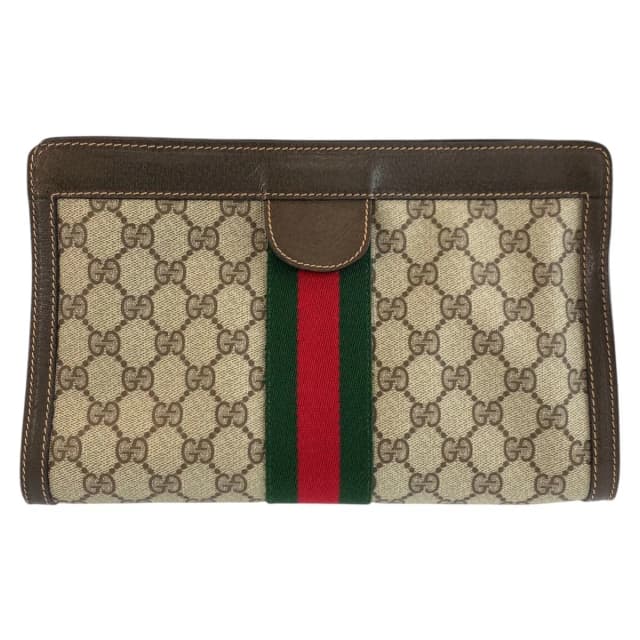 Gucci Vintage Sherry Line Beige GG Supreme Canvas Clutch Bag in Beige Canvas from The Reluxe, photo 1 of 1
