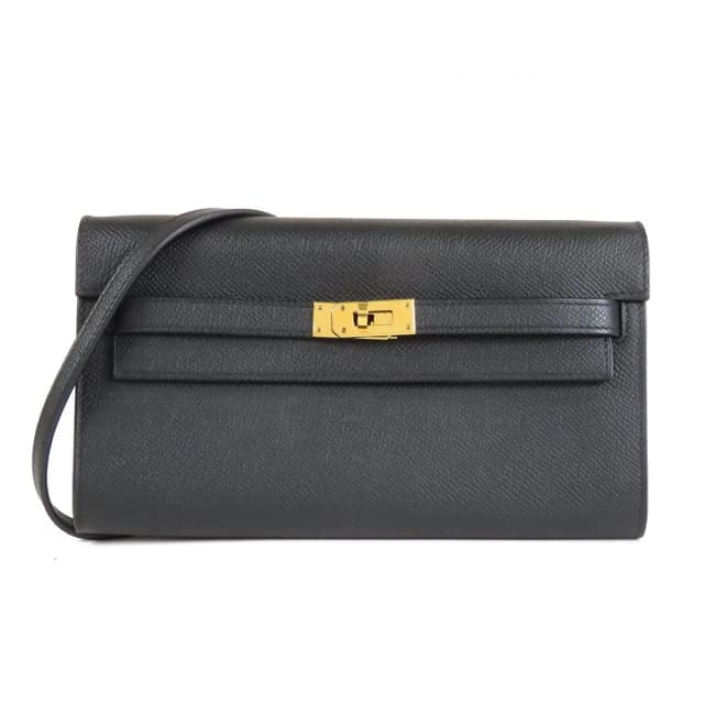 Hermès Kelly Wallet Long to Go Black Gold Epsom Shoulder Bag in Black Epsom leather from The Reluxe, photo 1 of 1