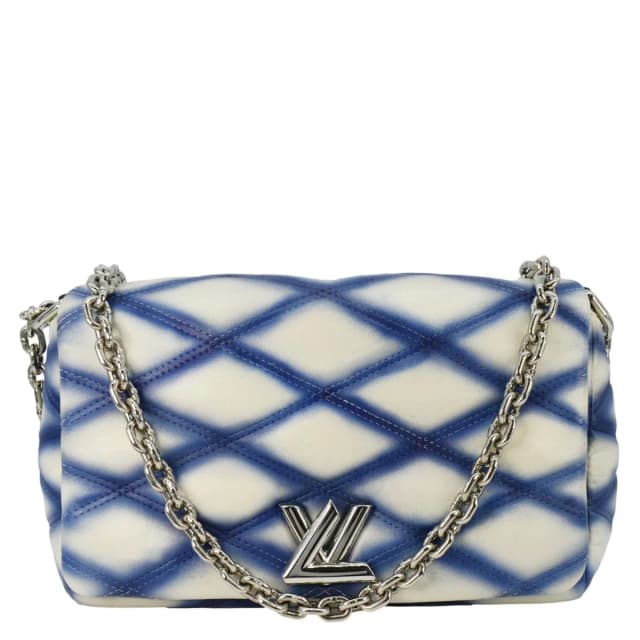 Louis Vuitton GO-14 PM Malletage Contraste Leather Shoulder Bag Blue in Blue Leather from Dallas Designer Handbags, photo 1 of 1