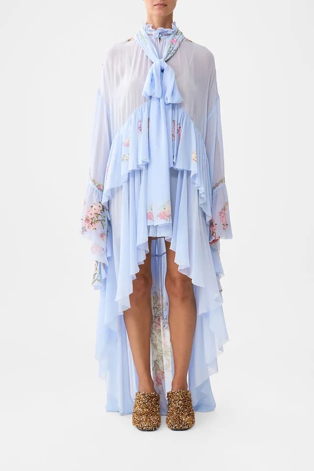 Camilla eBoutique RUFFLE HIGH LOW DRESS WITH LONG SLEEVE TILED IN TIME, image 1 of 1 from CAMILLA