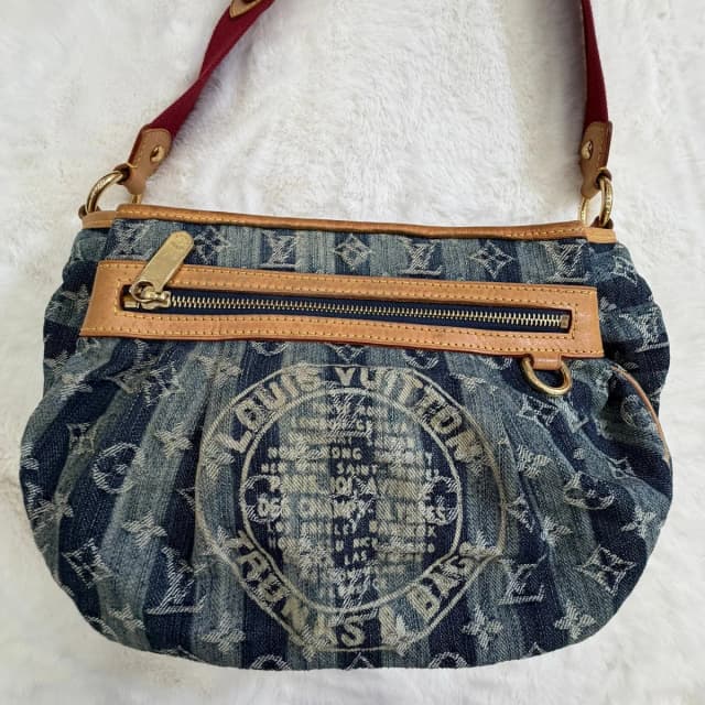 Louis Vuitton Denim Raye Porte Epaule MM shoulder/crossbody bag in Denim from SparklesnDreams, photo 1 of 1