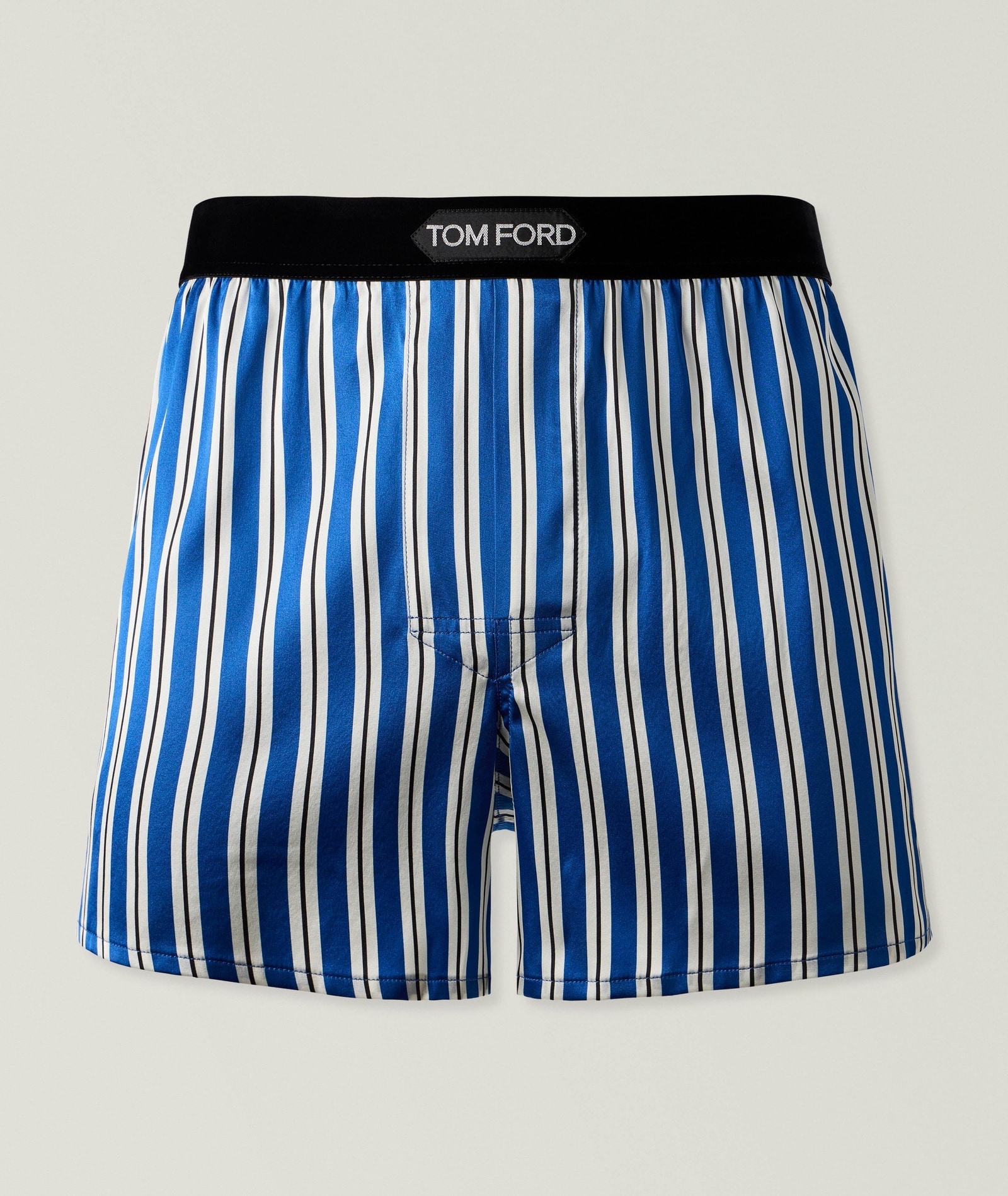 TOM FORD Striped Stretch-Silk Boxer in Blue Silk & Silk Blends, image 1 of 1 from Harry Rosen