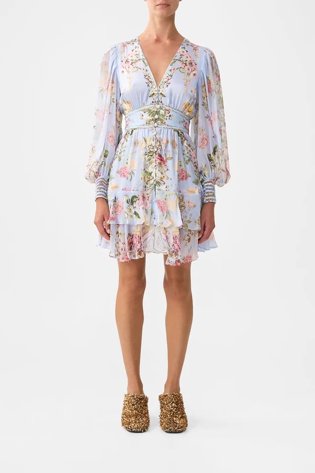 Camilla eBoutique BUTTON FRONT FRILL DRESS TILED IN TIME, image 1 of 1 from CAMILLA