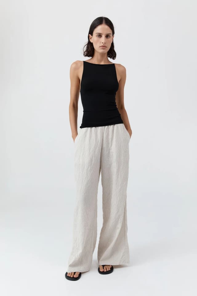 St Agni Relaxed Crushed Pant - Petite Pinstripe, image 1 of 1 from St. Agni