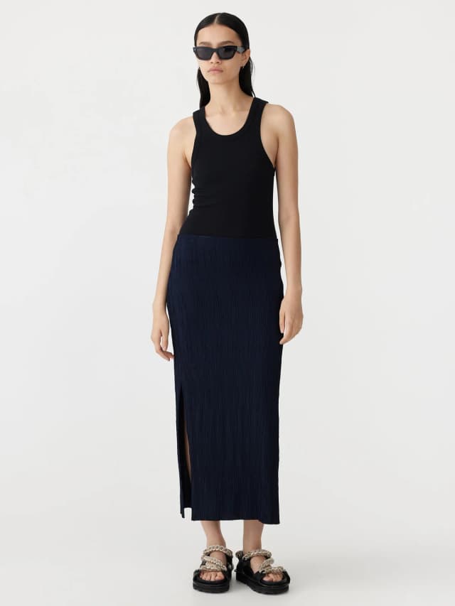 Bassike Textured Side Split Skirt, image 1 of 1 from bassike
