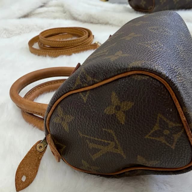 Louis Vuitton Brown Monogram Mini Speedy Crossbody Bag in Brown Coated canvas from SparklesnDreams, photo 1 of 1