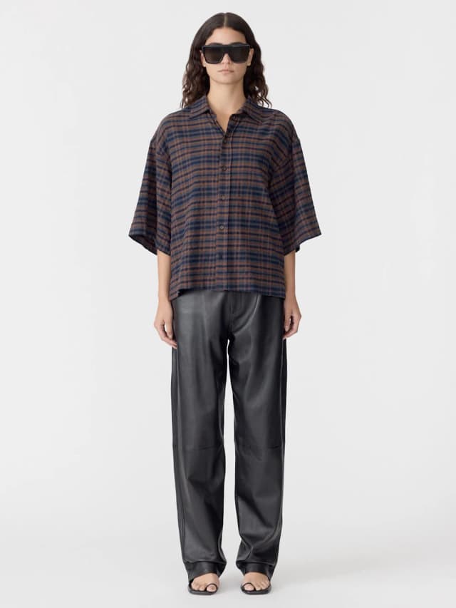 Bassike Texture Check Shirt, image 1 of 1 from bassike