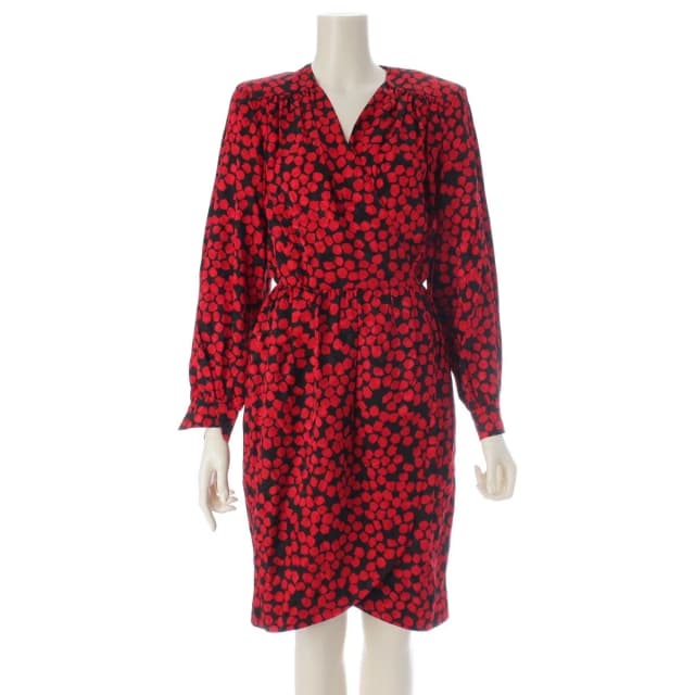 Saint Laurent Vintage Silk Dress Red Black in Black Silk from The Reluxe, photo 1 of 1