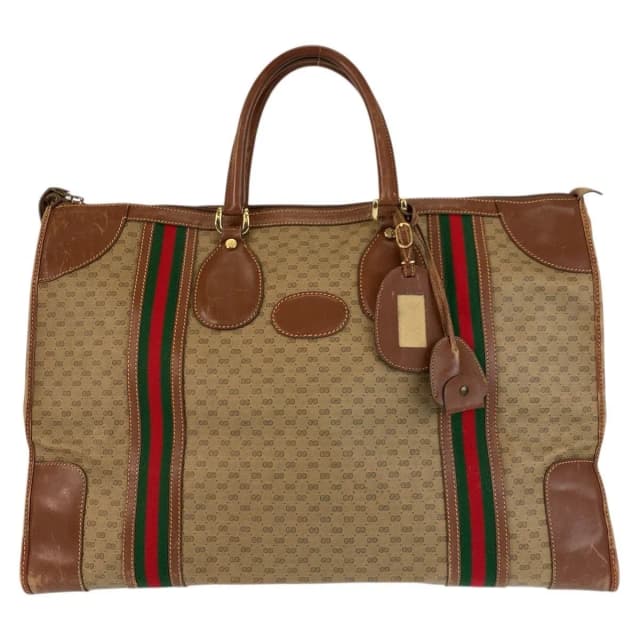 Gucci Vintage Micro GG Sherry Line Brown Boston Bag in Brown Canvas from The Reluxe, photo 1 of 1