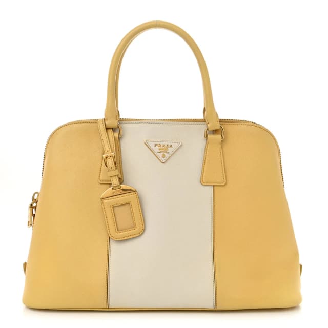 Prada Promenade Saffiano Leather Bag - Yellow & White in White Saffiano leather from H&T, photo 1 of 1
