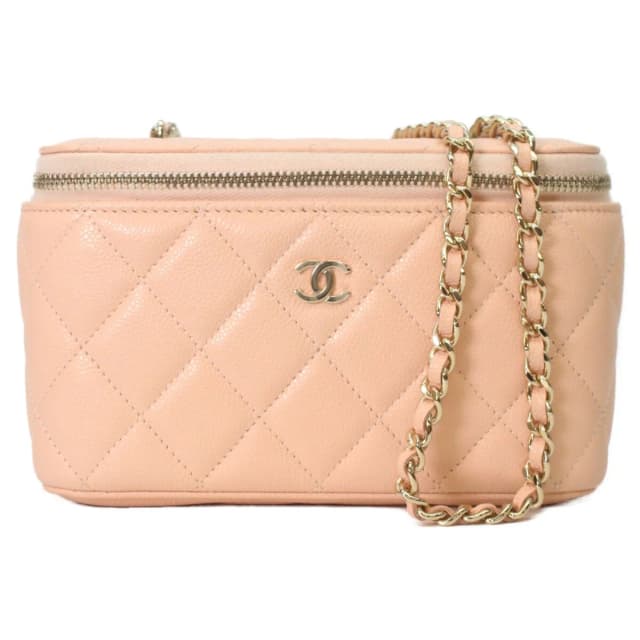 Chanel Pink Beige Caviar Gold Chain Vanity Bag in Beige Caviar leather from The Reluxe, photo 1 of 1