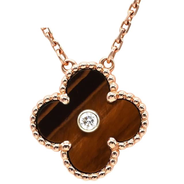 Van Cleef & Arpels Necklace Vintage Alhambra Brown Rose Gold PG Bullseye 18K in Brown from The Reluxe, photo 1 of 1