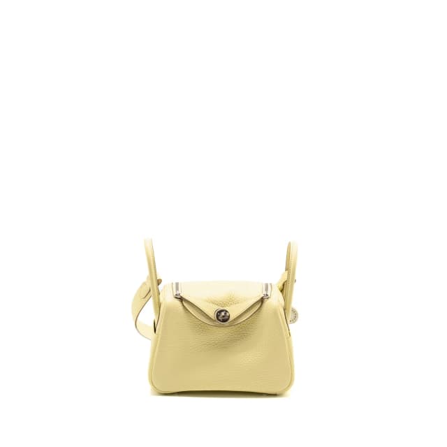 Hermès Mini Lindy II Clemence Jaune Milton SHW STAMP W in Yellow Clemence leather from EMIER, photo 1 of 1