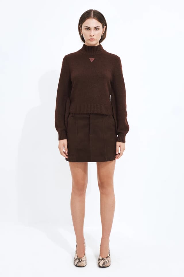 Aje Studio Juniper Knit Jumper in MERLOT, image 1 of 1 from Aje
