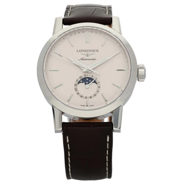 Longines Heritage 1832 Moonphase L4.826.4 40mm Stainless Steel Watch in Leather from H&T, photo 1 of 1