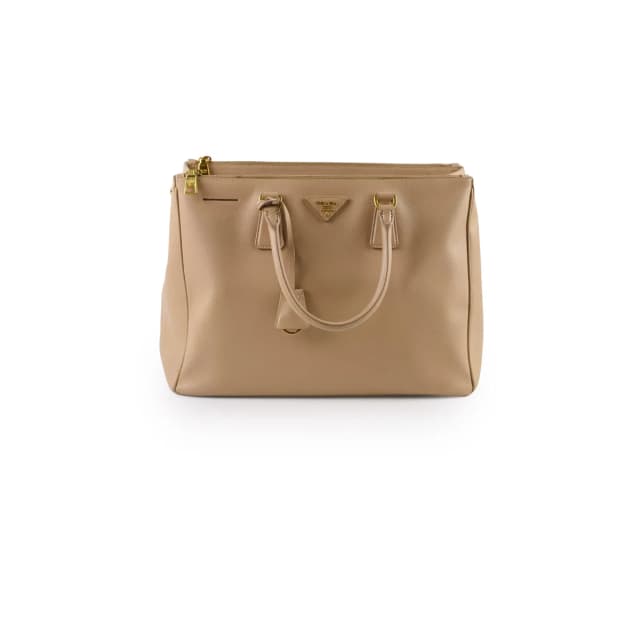 Prada Large Saffiano Double Zip Galleria Bag Beige in Beige Saffiano leather from The Purse Affair, photo 1 of 1