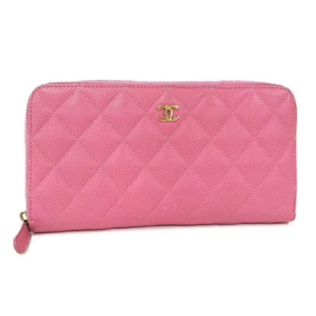 Chanel Zip Around Wallet Quilted Leather Pink in Pink Leather from The Reluxe, photo 1 of 1