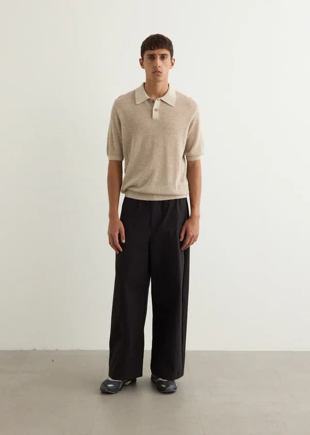 Incu Collection Cavalier Open Knit Polo in OATMEAL, image 1 of 1 from Incu