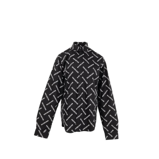 Balenciaga size 37 Diagonal Print Allover Shirt Cotton Black in Black from EMIER, photo 1 of 1