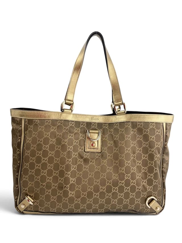 Gucci Vintage Gold Metallic Leather and Brown Canvas Abbey Tote in Brown Canvas from Season 2 Consign, photo 1 of 1