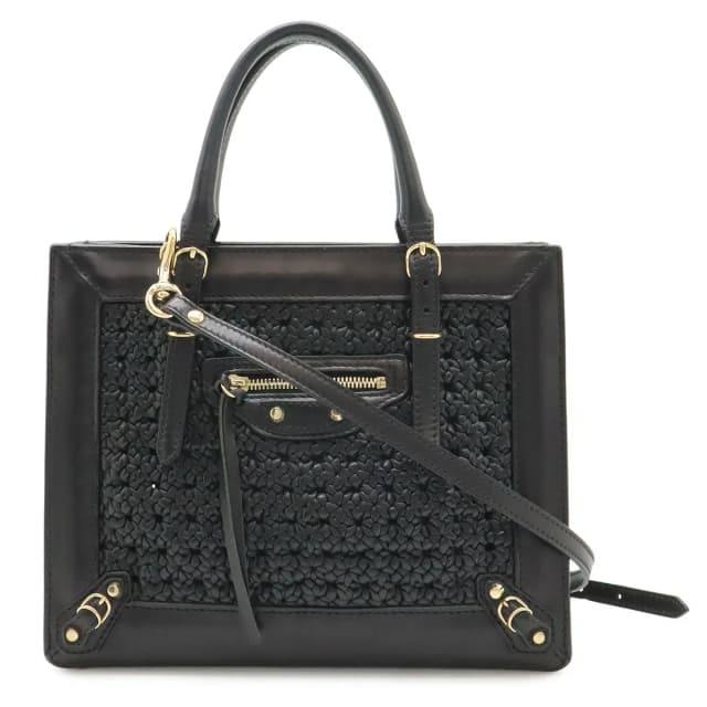 Balenciaga Mini Paper 2-Way Shoulder Bag Crossbody Leather Black Gold Mirror in Black Leather from The Reluxe, photo 1 of 1