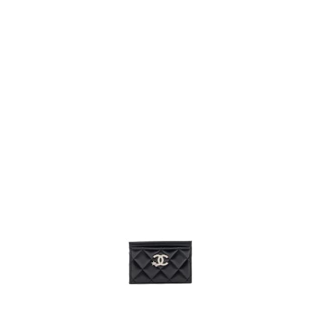 Chanel classic quilted card holder with limited CC logo lambskin black SHW (microchip) in Black Lambskin from EMIER, photo 1 of 1